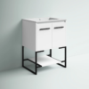 4 Compact White Bathroom Vanity with Double Storage Doors for Powder Room