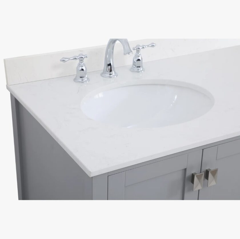 4 Transitional Single Sink Gray Shaker Bathroom Vanity Cabinet