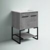 4 24 Inch Concrete Gray Industrial Freestanding Bathroom Vanity with Metal Frame
