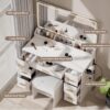 4 White LED Makeup Vanity Table with 7 Drawers & Stool