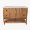 4 Open Air Oak Bathroom Vanity with 4 Drawers & Double Shaker Doors