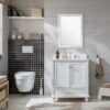 Transitional Single Sink White Shaker Bathroom Vanity Cabinet