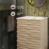 4 Handleless Slat Front Modern Light Wood Single Sink Vanity Cabinet