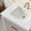 4 Soft Grey Reeded Bath Vanity with Brushed Gold Pull Handles