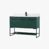 4 Emerald Green 3-Door Single Sink Vanity Cabinet with Matte Black Metal Frame