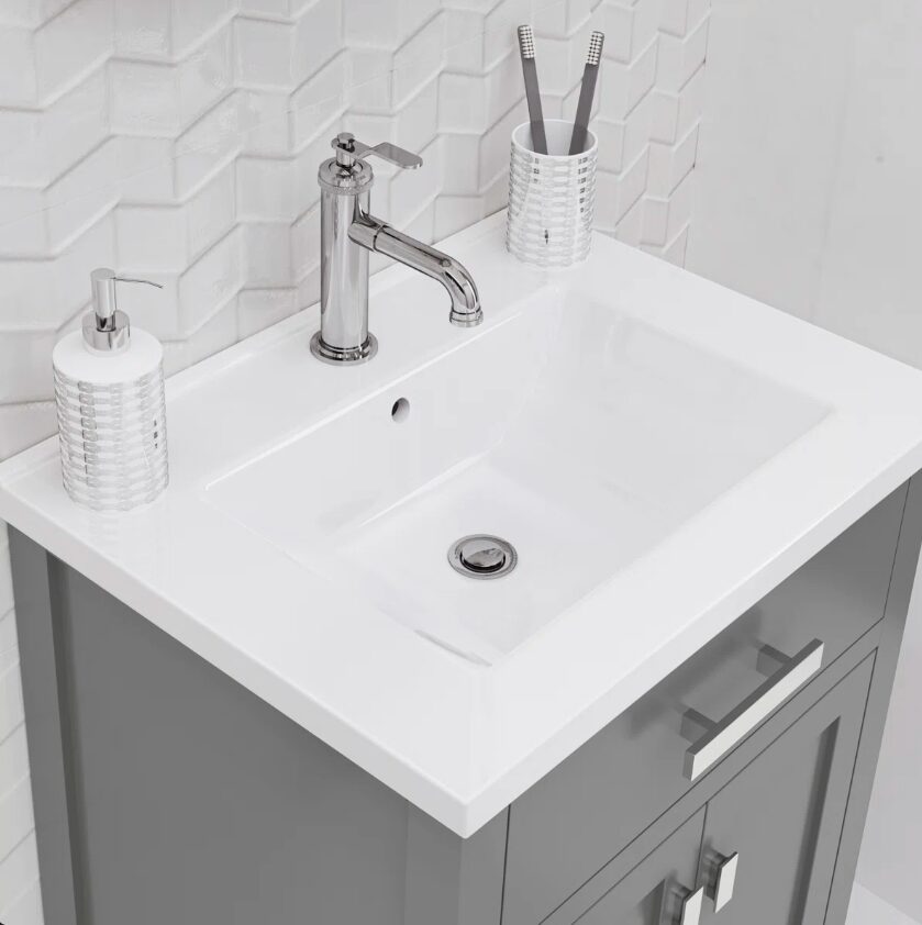 4 Compact Grey Shaker Single Sink Vanity Cabinet for Guest Bathrooms