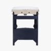 24 Inch Curved Navy Blue Freestanding Bathroom Vanity with Ceramic Sink & Gold Knobs