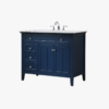 42" Modern Navy Blue Wood Vanity with Natural Marble Countertop for Master Bath