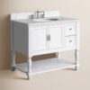 4 36" Classic White Shaker Bathroom Vanity with Natural Marble Countertop