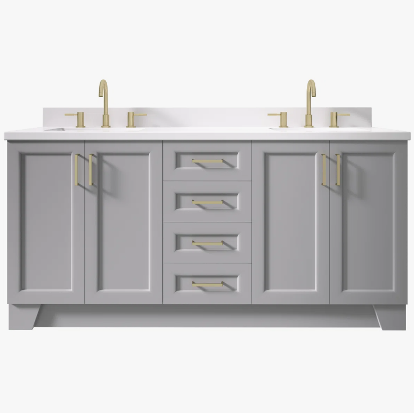 4 Spacious Light Gray All-in-One Double Sink Shaker Bathroom Vanity
