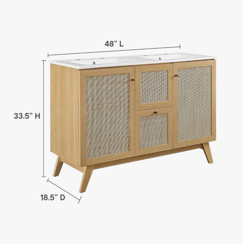 4 48" Coastal Rattan Double Bathroom Vanity for Master Bath Remodel
