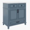 4 Modern Navy Blue Bathroom Vanity Cabinet with Soft Close Doors & Multi Drawer Storage