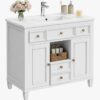 36" Traditional White Single Sink Vanity for Master & Guest Bathrooms