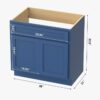 36 Inch Deep Blue Shaker Bathroom Storage Cabinet for Custom Countertop