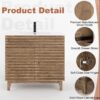 4 36 Inch 3D Fluted Wood Bathroom Vanity with Integrated White Sink Soft Close Doors