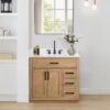 Natural Wood Single Sink Bathroom Vanity with Dovetail Drawers