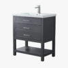 4 Minimalist Dark Grey All-in-One Bathroom Vanity Cabinet with Open Storage
