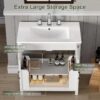 30 Inch White Barn Door Single Sink Bathroom Vanity with RGB LED Light, Over-the-Door Storage & Ceramic Sink