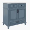 4 Freestanding Traditional Blue Wood Bathroom Vanity with White Integrated Sink Top