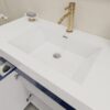 4 Modern Gloss Navy Bathroom Vanity Cabinet with Integrated White Solid Surface Sink Top