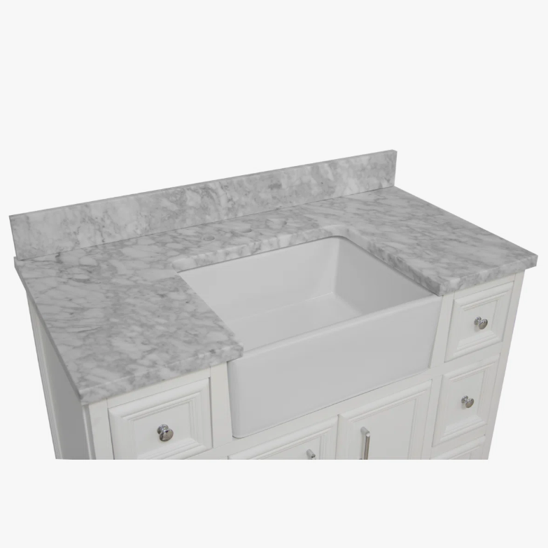 4 Transitional White Farmhouse Vanity for Cottage, Coastal & Classic Bathroom Remodel