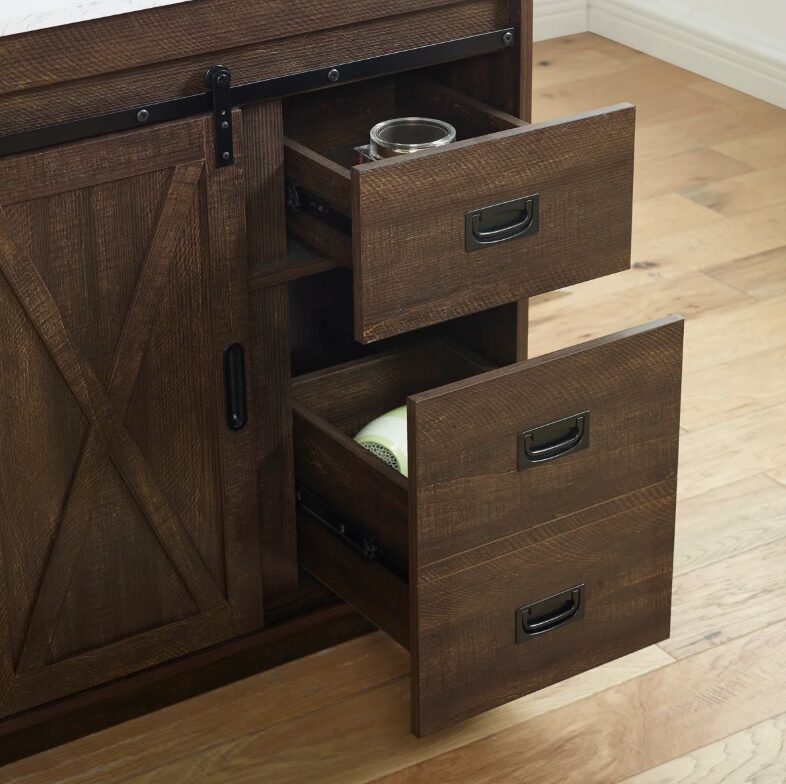 4 Rustic Farmhouse Brown Vanity for Country, Industrial & Transitional Bathroom Remodel