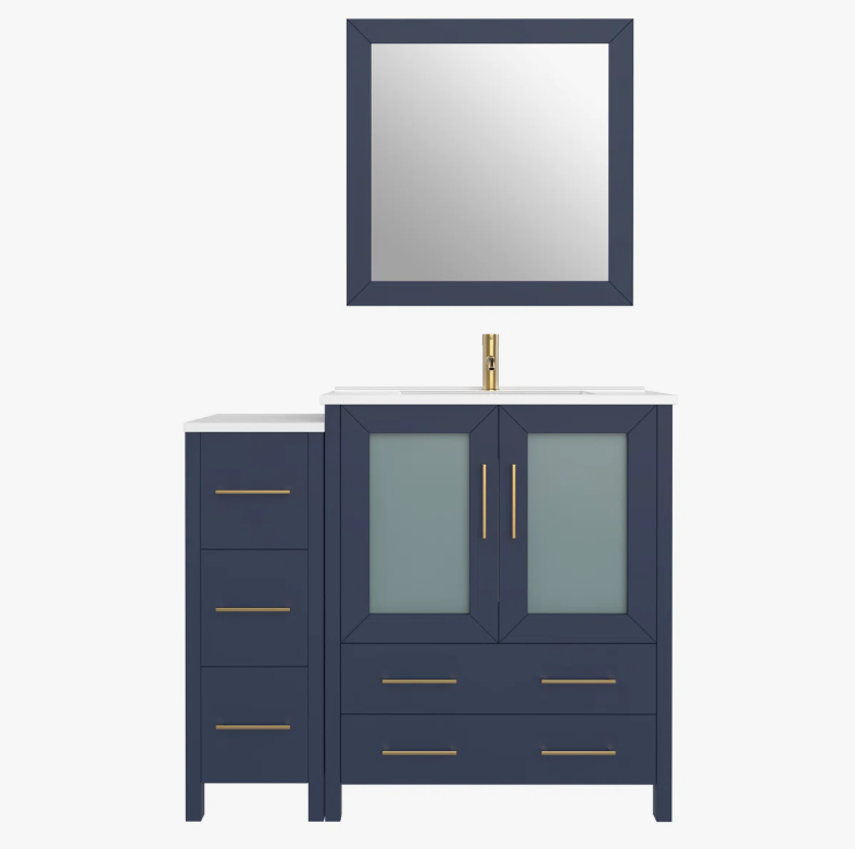 Modern Transitional Navy Blue Vanity Set for Contemporary & Minimalist Bathroom Remodel
