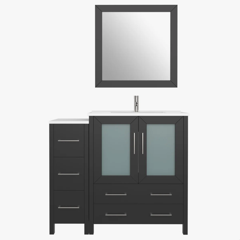 4 Contemporary Espresso Vanity Cabinet Set for Minimalist & Transitional Bathroom Remodel