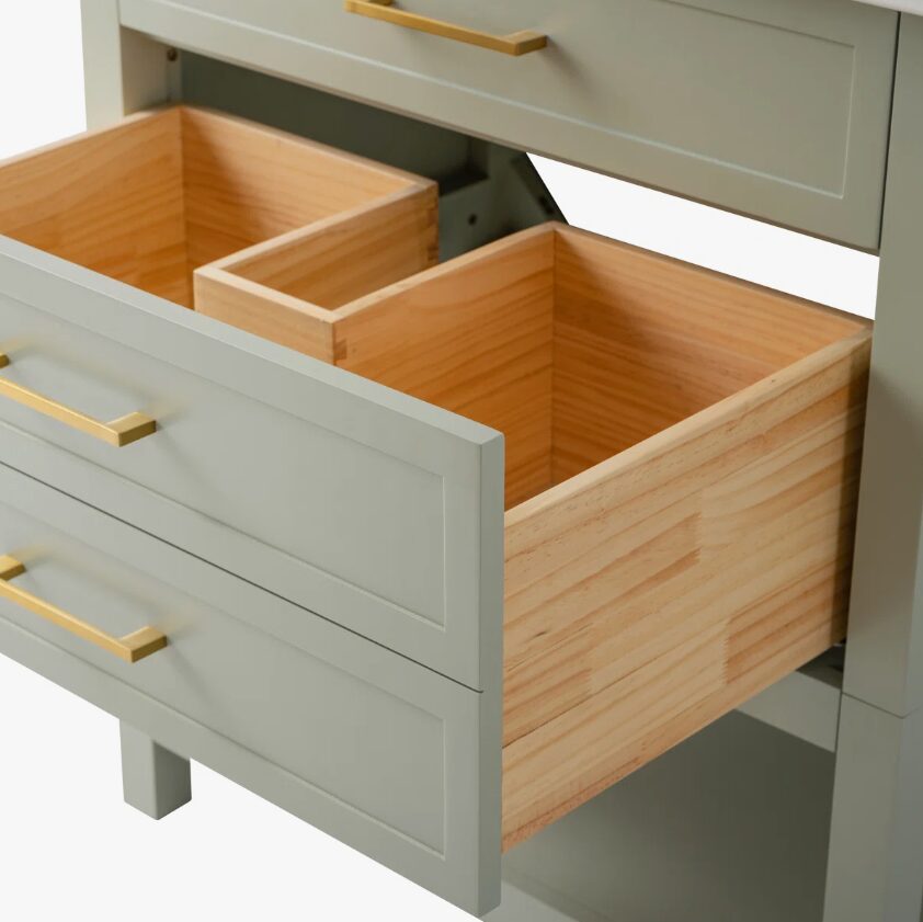 4 Minimalist Light Sage All-in-One Bathroom Vanity with Integrated Ceramic Sink