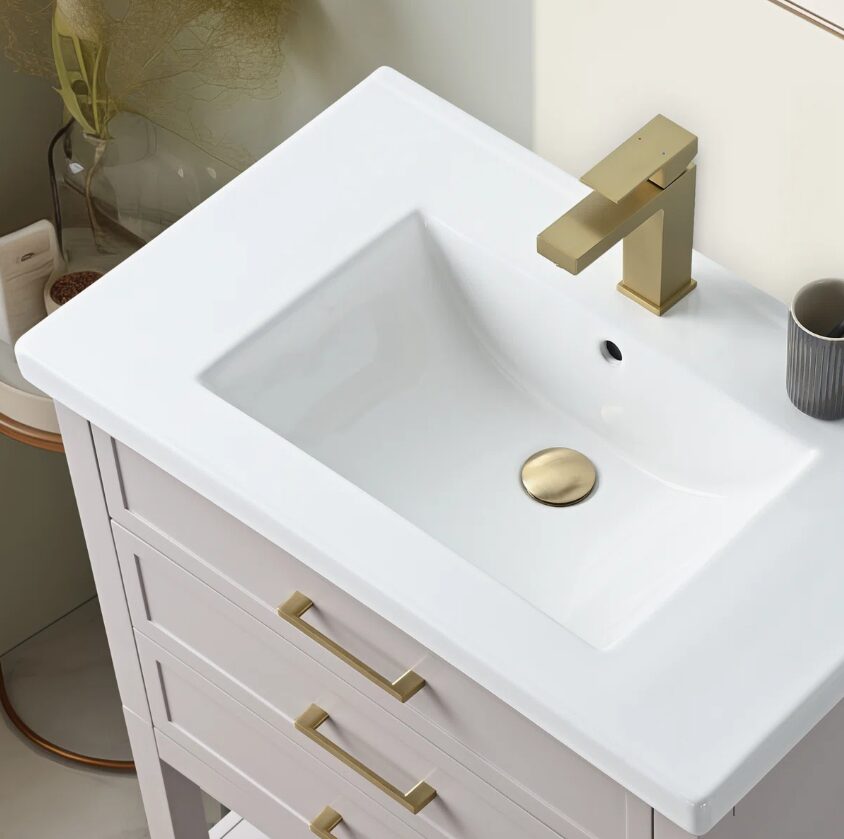 4 Compact Light Gray Single Sink Vanity for Small Guest Bathrooms