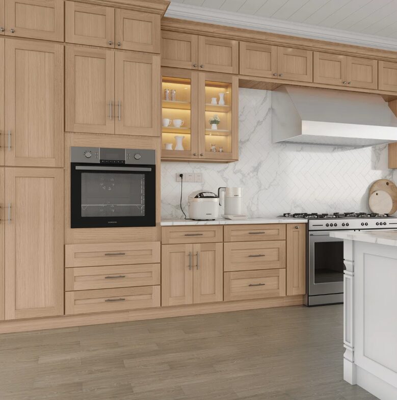 4 Freestanding Wood Grain Shaker Kitchen Base Cabinet, Moisture Resistant Storage Cabinet