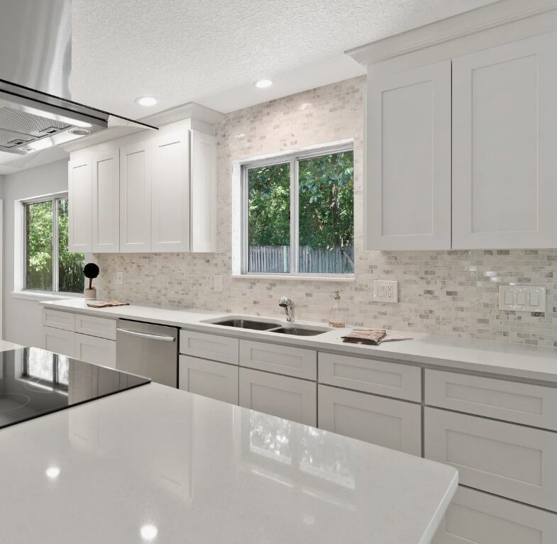 4 Modern Soft White Double Drawer Shaker Base Cabinet for Custom Countertop Kitchen Remodel