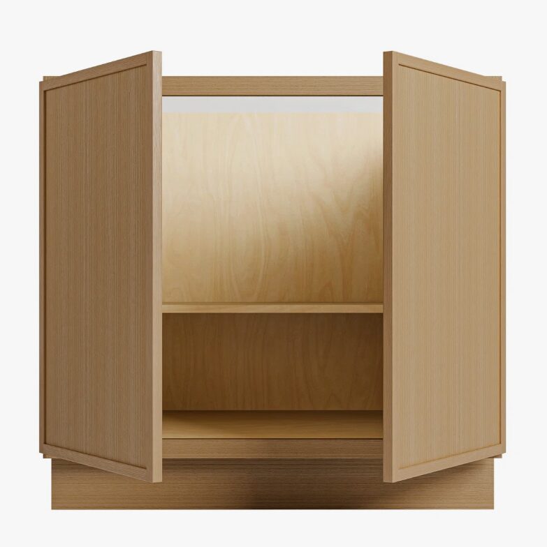 4 Freestanding Wood Grain Slab Kitchen Base Cabinet, Moisture Resistant Plywood Storage Cabinet
