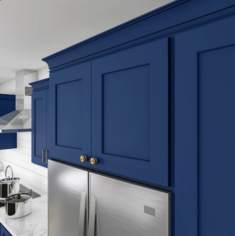 Modern Navy Blue Shaker Wall Cabinet for Kitchen Remodel & Custom Cabinetry Matching