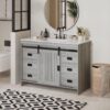 4 48" Grey Wood Farmhouse Bathroom Vanity with Single Sink Top for Master Bath Remodel