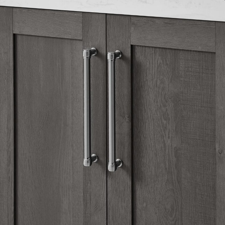 48" Solid Wood Grey Bathroom Vanity with Stone Top for Contemporary Master Bath Remodel