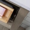 60 Inch Weathered Oak Double Undermount Sink Bathroom Vanity, White Marble Vein Quartz Top & Brushed Nickel Hardware
