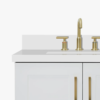 72 Inch White Shaker Double Undermount Sink Bathroom Vanity, White Quartz Countertop & Brushed Gold Hardware