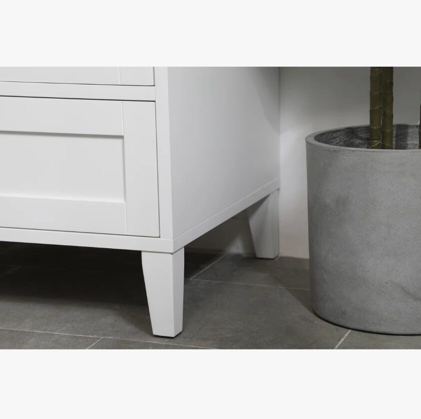 Transitional White Shaker Bathroom Vanity with Nickel Knobs & Undermount Sink