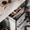 72 Inch Light Gray Shaker Double Undermount Sink Bathroom Vanity, White Marble Vein Quartz Top & Matte Black Hardware