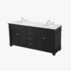 72 Inch Traditional Matte Black Double Sink Bathroom Vanity, Carrara Marble Countertop & Chrome Hardware