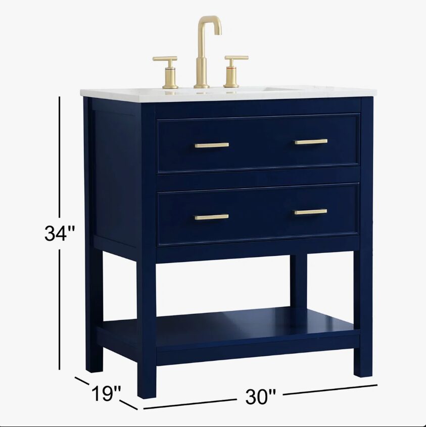4 Navy Modern Single Sink Bathroom Vanity Cabinet