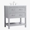 4 Light Gray Open Shelf Bathroom Vanity with White Quartz Countertop