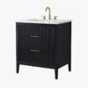 Modern Fluted Bathroom Vanity with Gold Handles & Marble Top