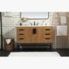 Mid-Century Modern Single Sink Walnut Bathroom Vanity Cabinet