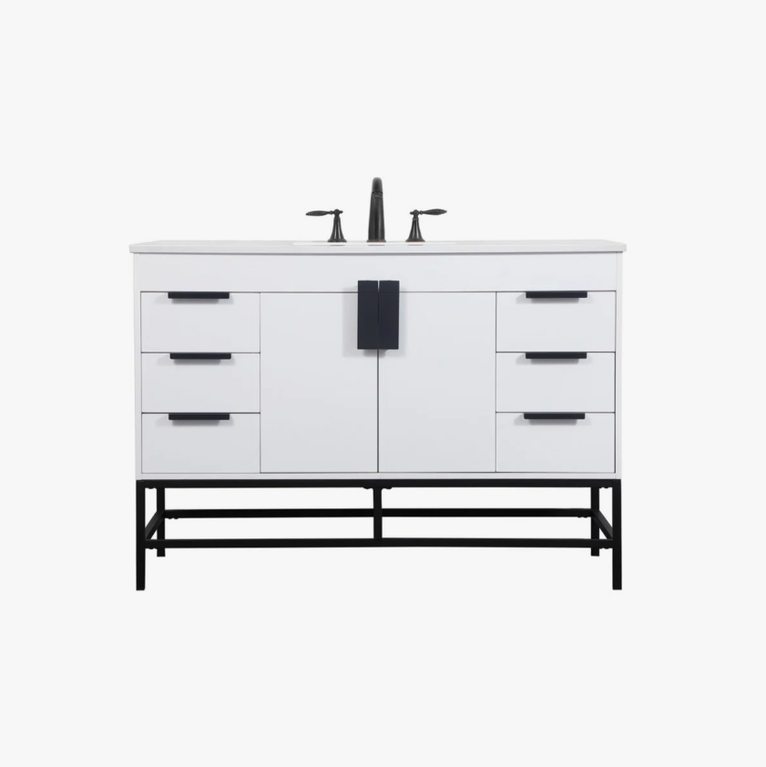 Modern Single Sink White Bathroom Vanity Cabinet