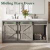5 Rustic Grey Wood Double Vanity Cabinet with Storage Drawers