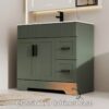 5 36" Sage Green Fluted Single Sink Bathroom Vanity Cabinet