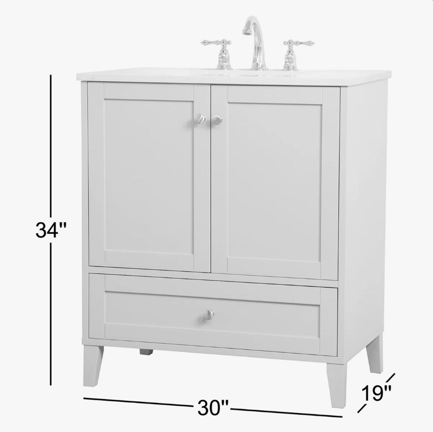 5 Farmhouse Navy Single Sink Vanity Cabinet with Storage Drawer & Soft Close Doors