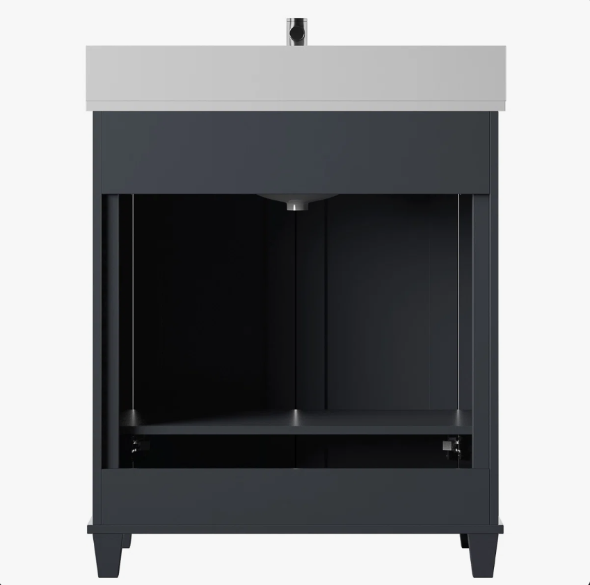 5 2 Door Modern Dark Bathroom Sink Vanity with White Countertop